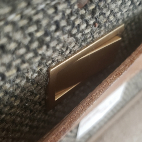 Vintage Tweed Suitcase with Leather Accents - Picture 10 of 13